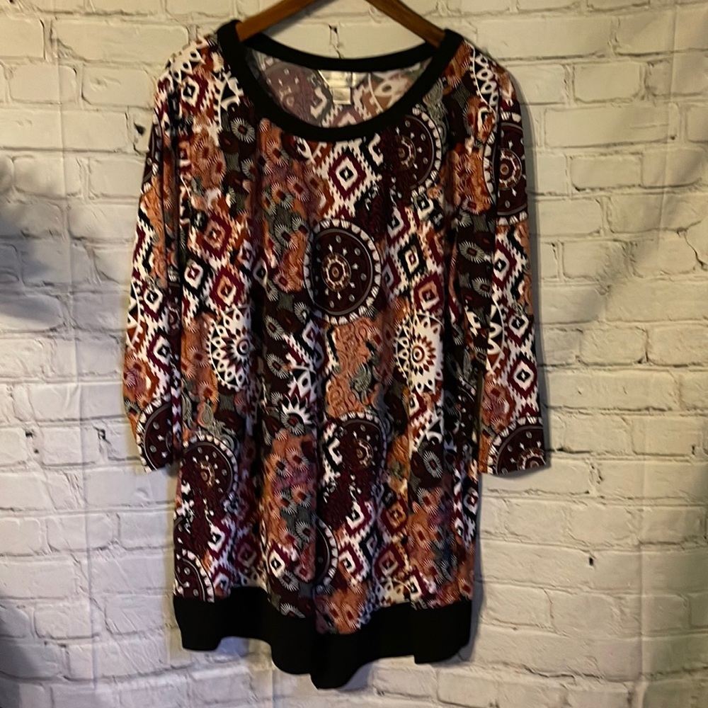 Christopher & Banks Multicolor Baroque Print Tunic Top Size XL